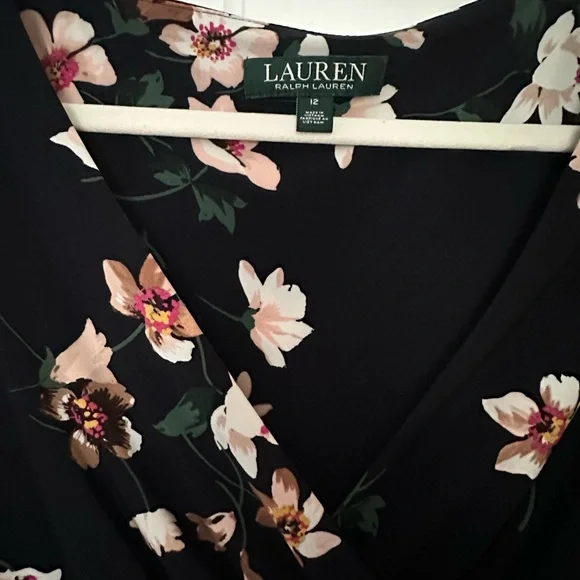 Ralph Lauren Floral Stretch Dress with Bell Sleeves | Lighthouse Navy | Size 12 - Picture 7 of 7